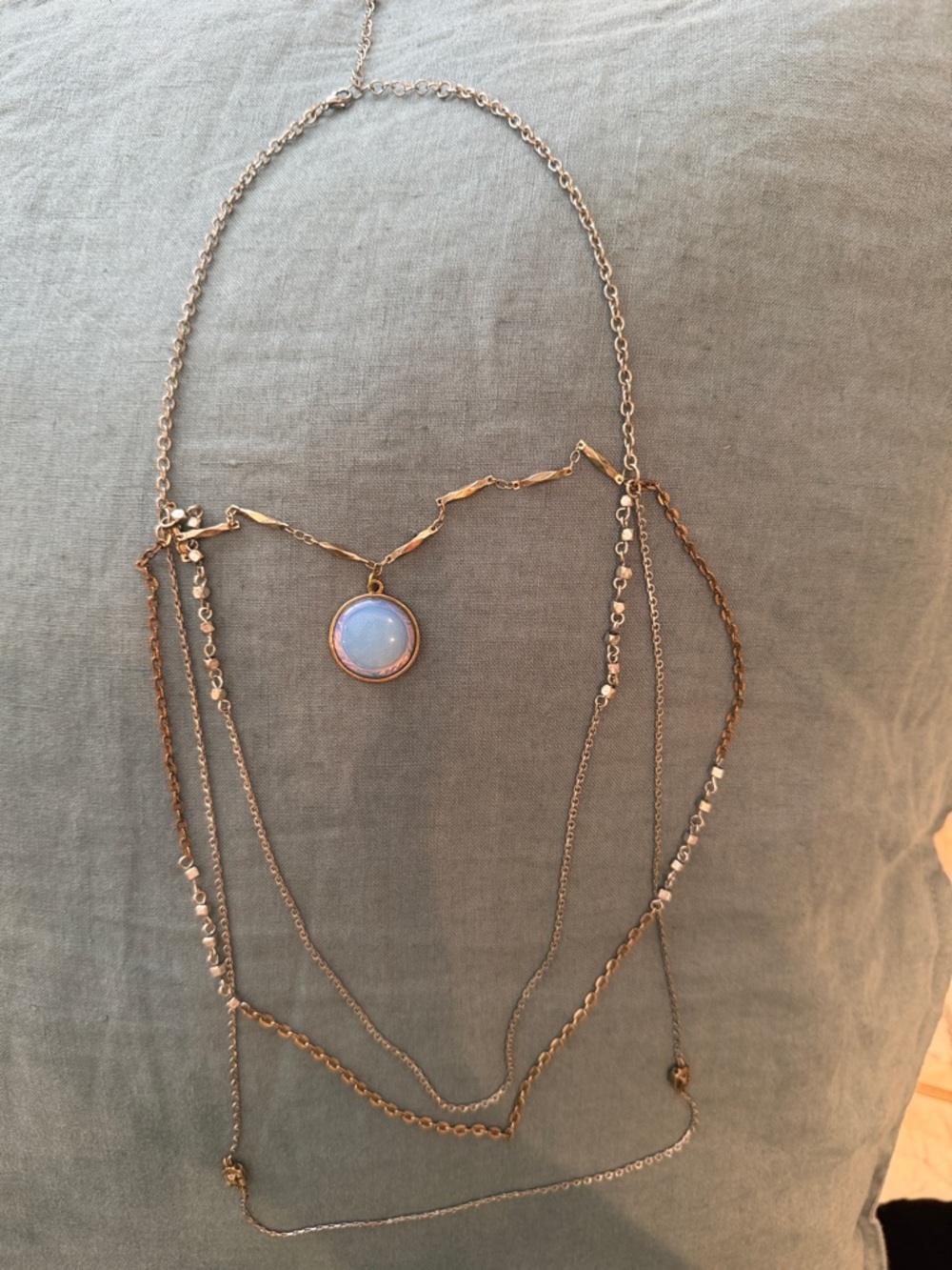 Charming Charlie Rose Gold Layered Necklace with Opalescent Pendant
